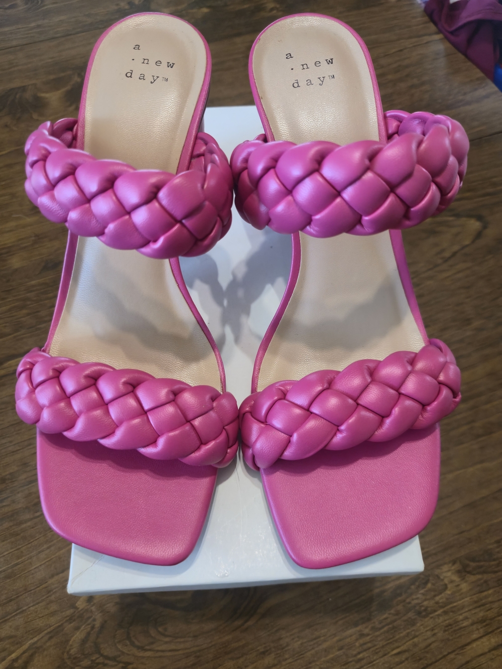 a new day Hot Pink Braided-Strap Heeled Sandals